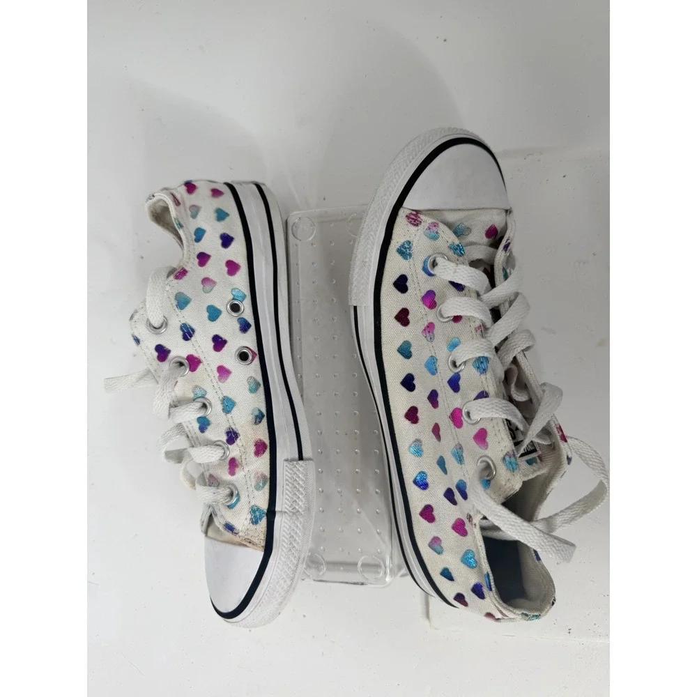 Converse All Star Youth Sz 3 Chuck Taylor Black Multicolor Hearts High Top Shoes
